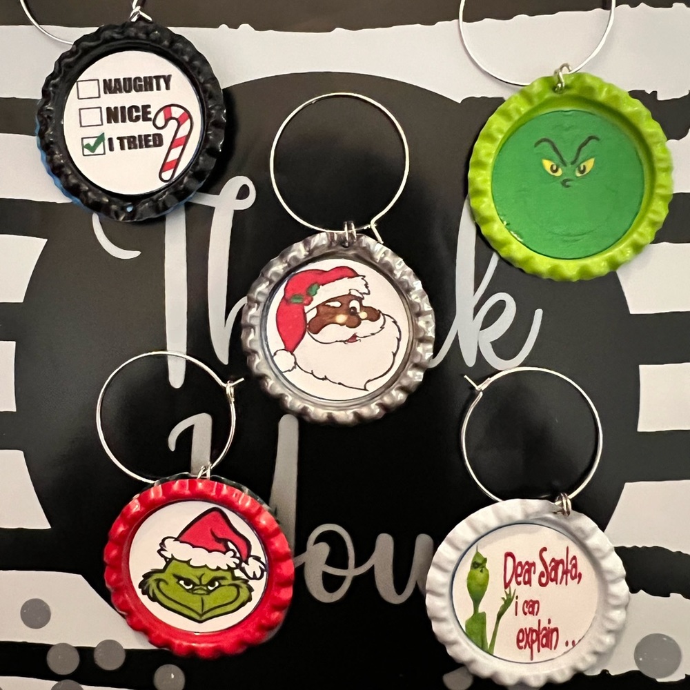 Christmas Wine Charm Set